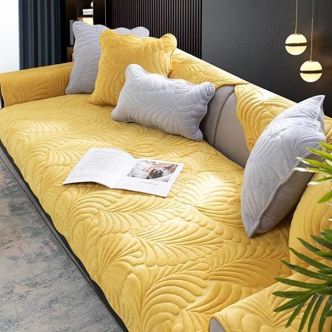 Sofa Slipcover Corner 3/2/1/4 Seater Sofa Cover L Shape Couch Cover Velvet Thick Sofa Protector Anti-slip Reversible Quilted Corner Slipcovers Washable for Sectional Couch ( Color : #9 , Size : 110x18