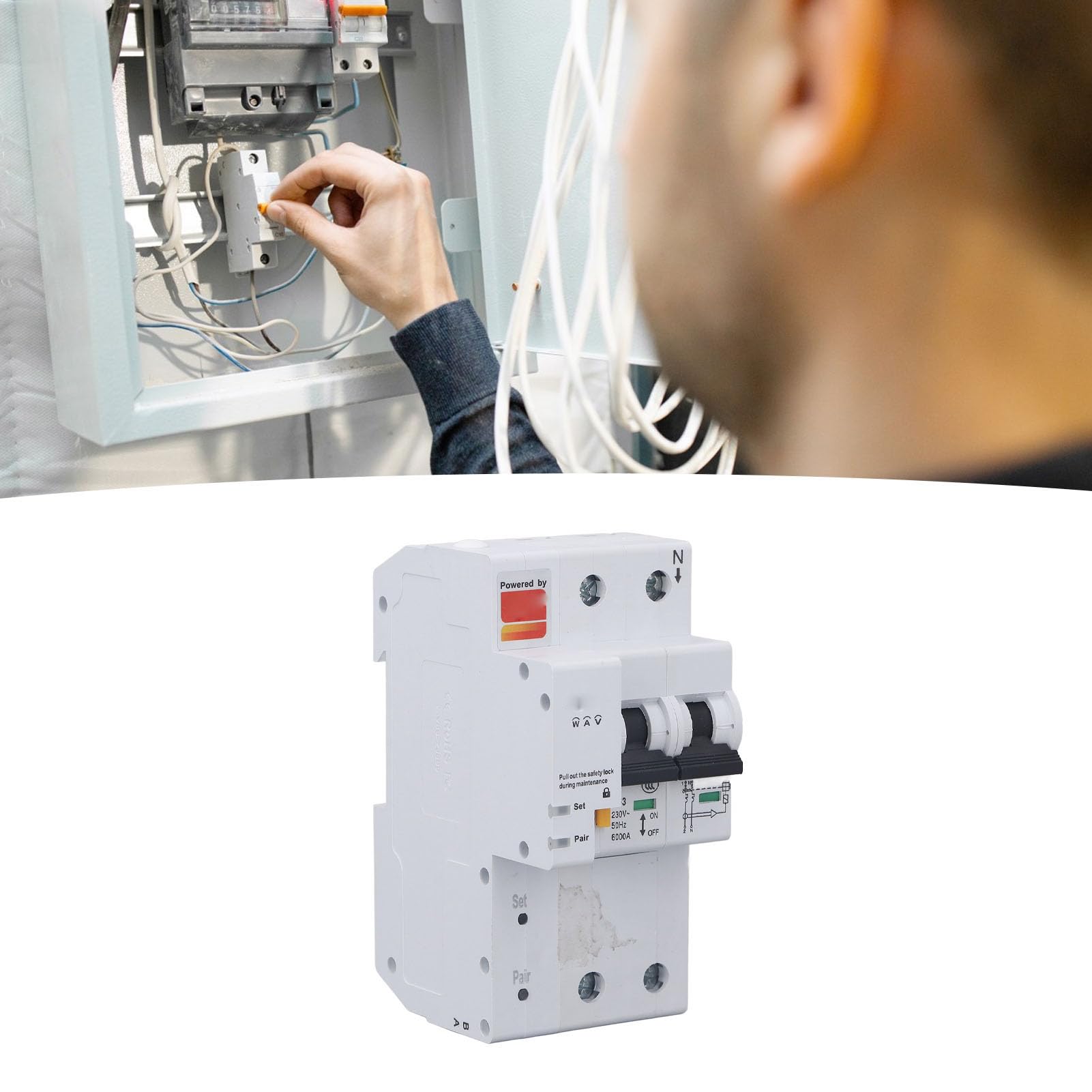 Ejoyous Wyłącznik Wi-Fi AC 2P Inteligentny Miernik Mocy Przełącznik 50 Hz Zdalna Kontrola Aplikacji Śledzenie Energii Ochrona Przed Przeciążeniem dla pomieszczeń Dystrybucyjnych Szpitale Warsztaty