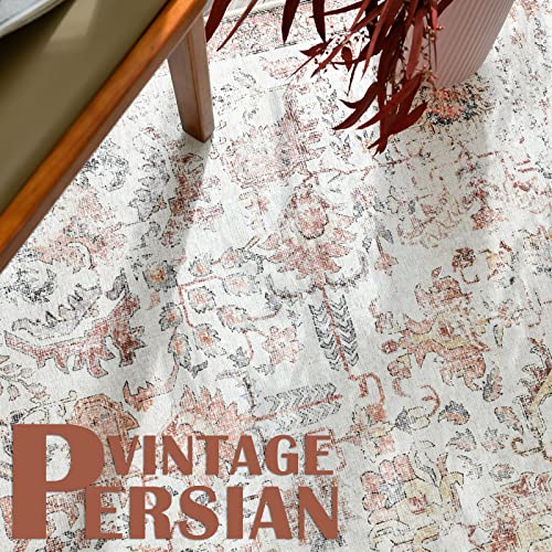 Collact Runner Rug 2X6 Area Rug Hallway Vintage Rug Indoor Floor Thin Rug Retro Distressed Red Multi Carpet Floral Print Mat Country Boho Rug Non Slip Bathroom Kitchen Bedroom Living Room #TOP5