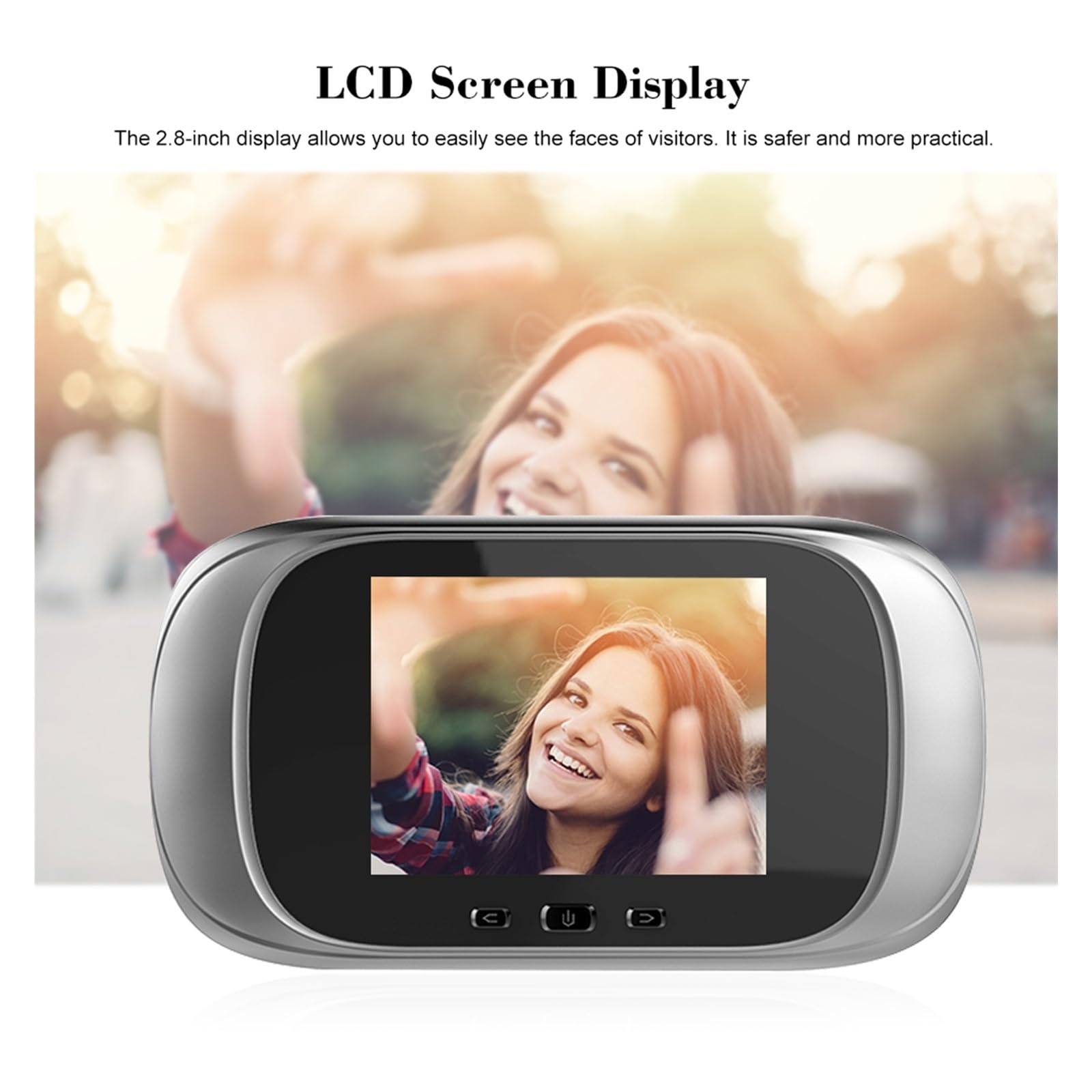 Visor De Puerta Digital Mirilla Cámara De Puerta Timbre Pantalla LCD De 2,8 Pulgadas Visión Nocturna Sesión De Fotos Monitoreo De Puerta Digital(Silver)