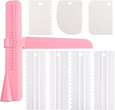 Cake Scraper Set of 8 Packs, Cake Decorating Supplies Kit Plastic Smoothing Sawtooth Comb Mousse Butter Cream Cake Edge Tools Plastic Sawtooth Cake Icing Smoother Kitchen Baking Cake Edge DIY Tool