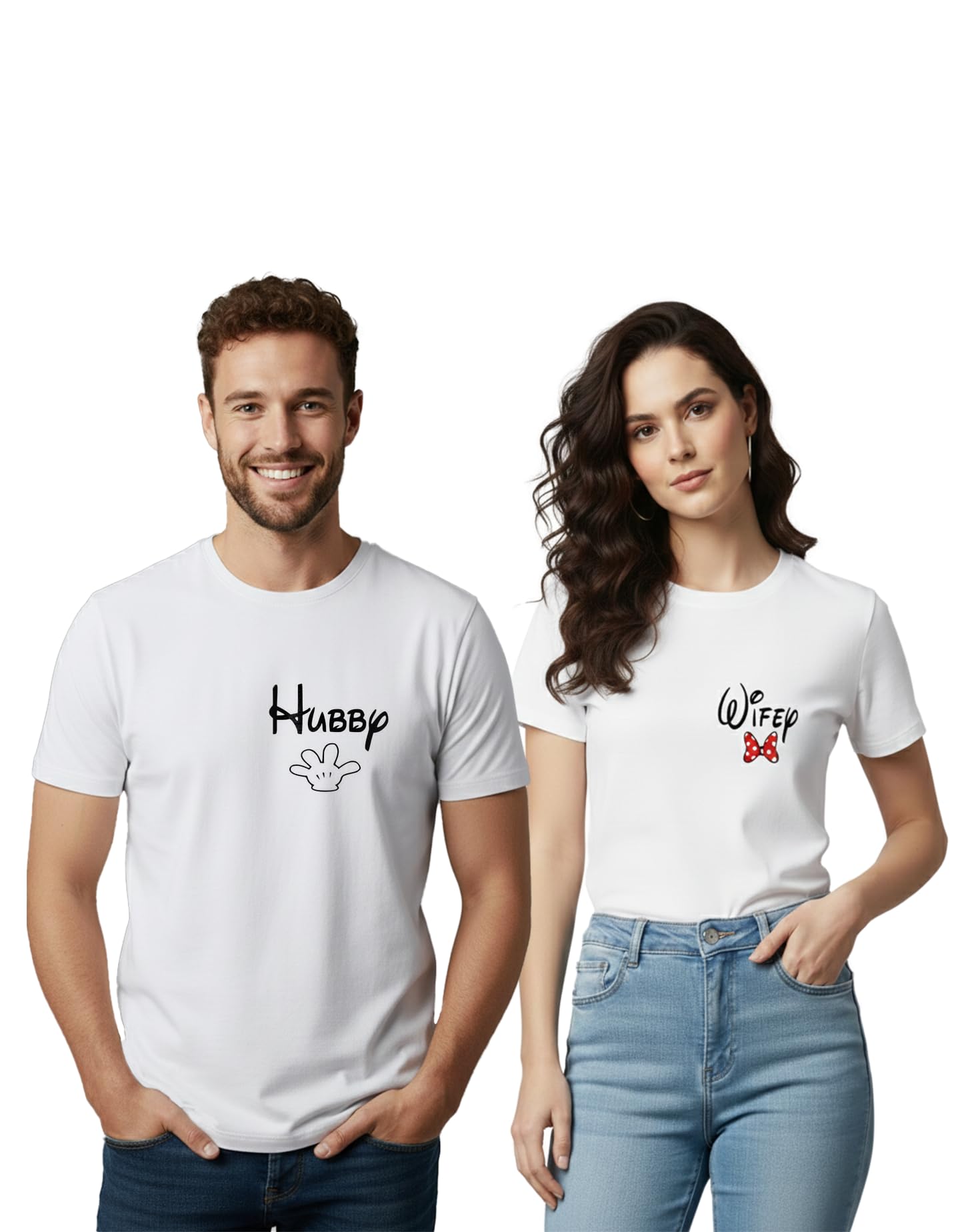 kapda kulture Men's & Women's Round Neck T-Shirt Hubby & Wifey- Pack of 2 Couple T-Shirts-picture-11