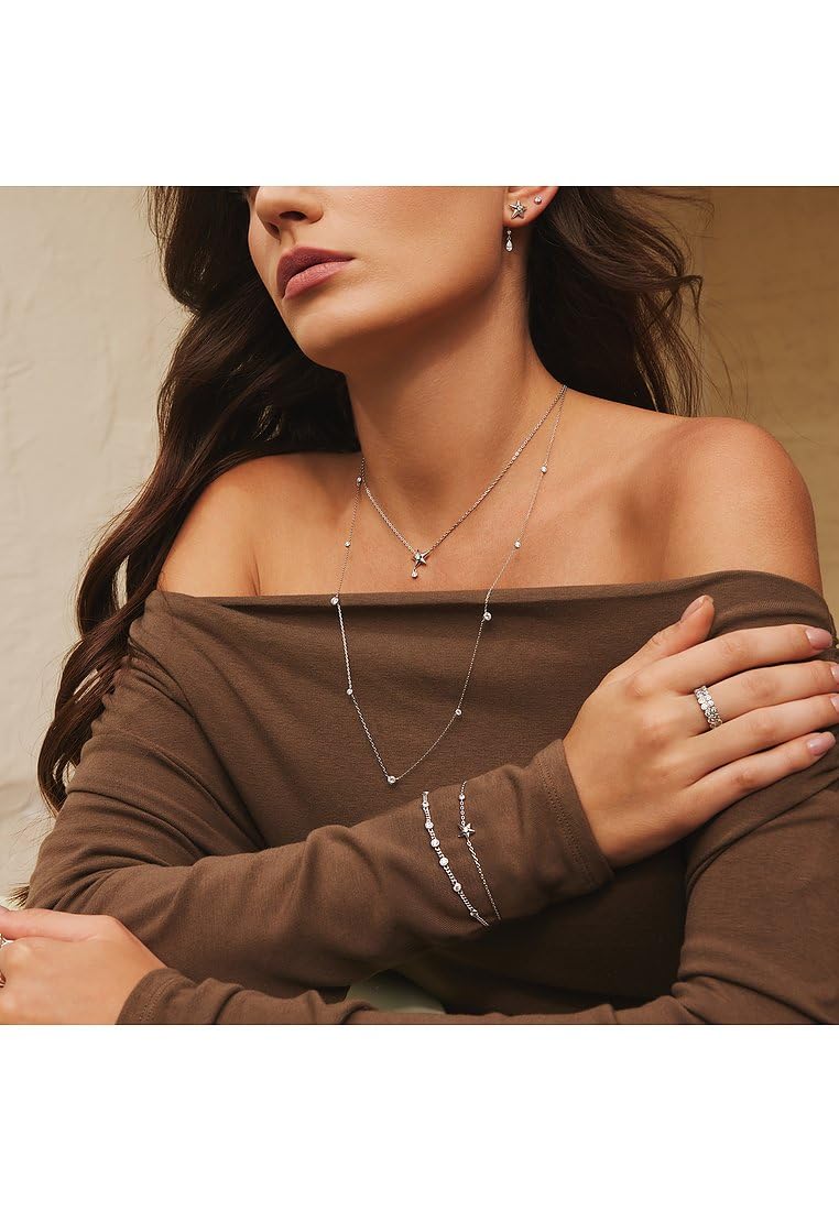 ANIA HAIE Damen Armband MELODIC POET Sparkling Star aus 925 Sterling Silber, Stern-Anhänger mit zwei Zirkonia besetzt, Länge 16,5cm + 2cm Verlängerung, inkl. Geschenkverpackung