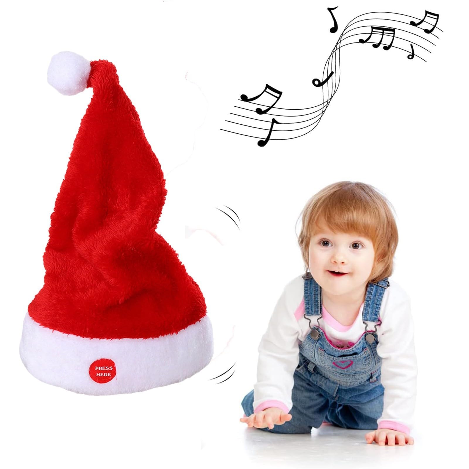 Accesorios de fiesta, sombrero de baile animado, sombrero de Papá Noel con música y movimiento, vacaciones para niños y adultos