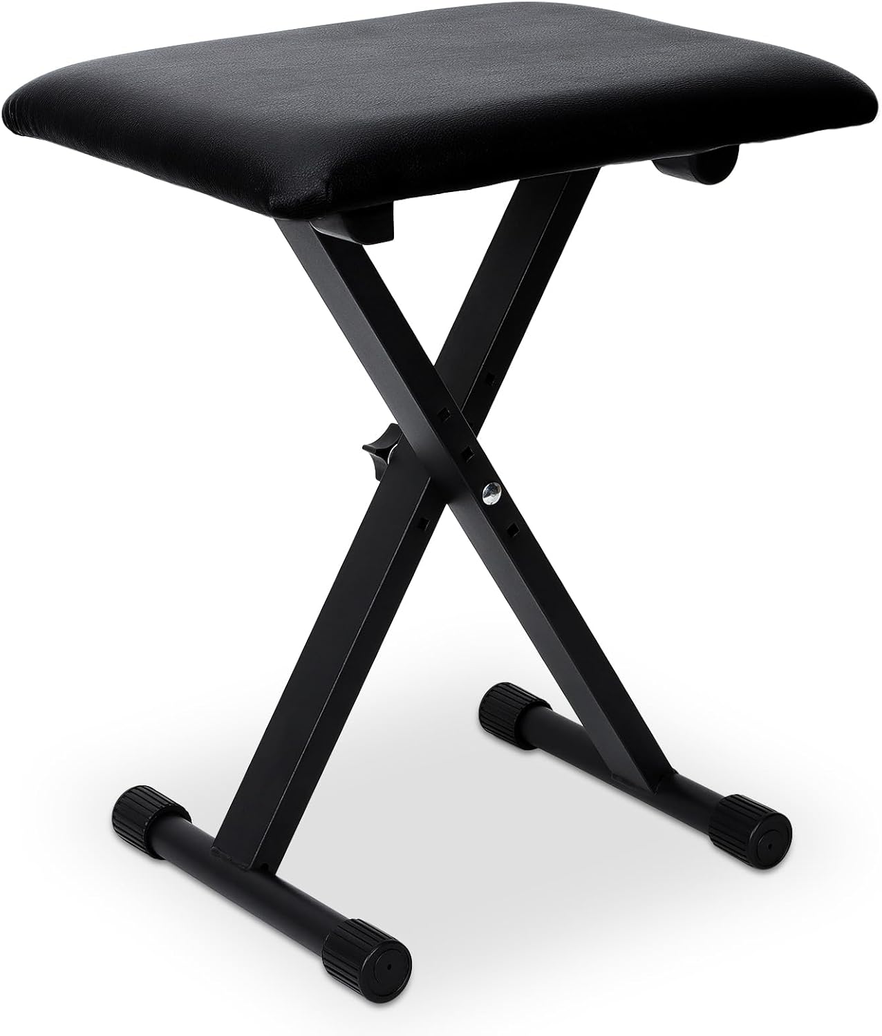 Piano Bench, Keyboard Bench X-Style Padded Adjustable Portable Stool Collapsible Chair Foldable Seat Waterproof & Non-Slip, 1, Black