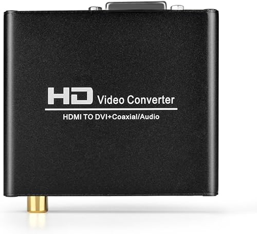 Miniatura 3 de TNP - Convertidor HDMI a DVI con salida de audio, adaptador de audio de video HDMI a DVI, divisor de sonido a auxiliar auxiliar auxiliar de 0.138 in