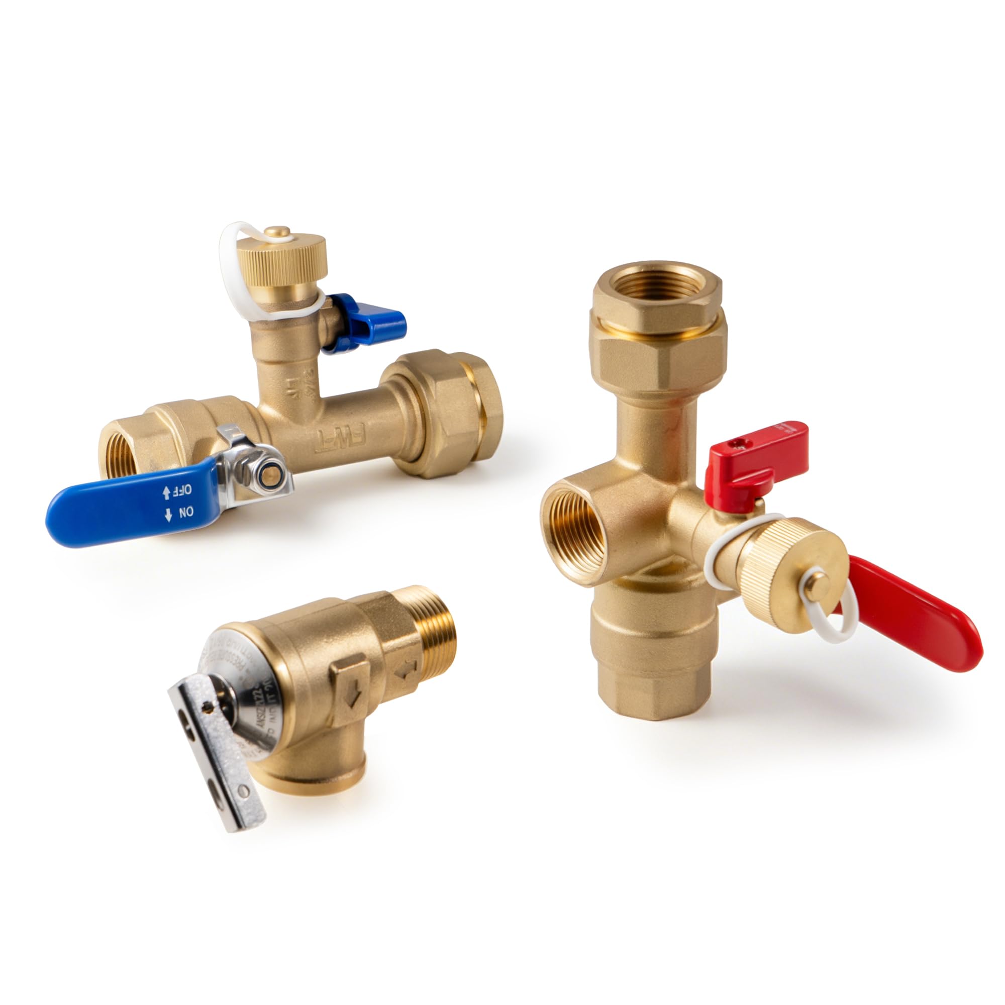 VANCOCO Kit di lavaggio per scaldabagno senza serbatoio con valvola limitatrice di pressione, in ottone caldo e freddo, adatto per connessioni IPS da 3/4"