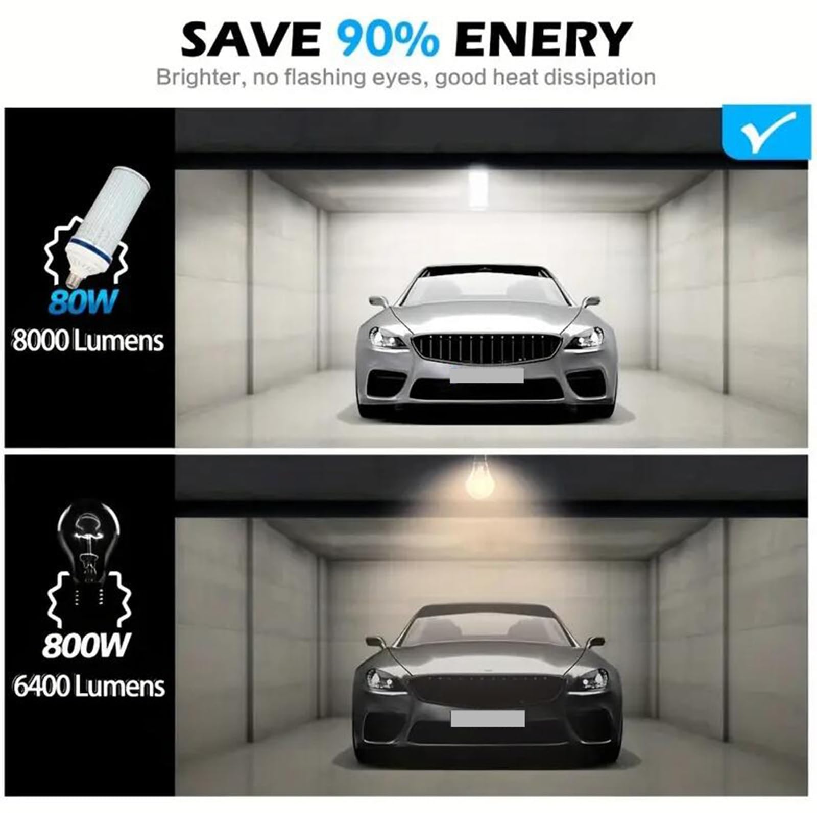 Bombilla LED E27 80w Equivalente 1000w Iluminación Bombillas Sin Parpadeo Ahorro Energía Para Iluminación Exterior Zonas Calles Almacenes Estacionamientos(E27 80W cool white 6500K,4pcs)