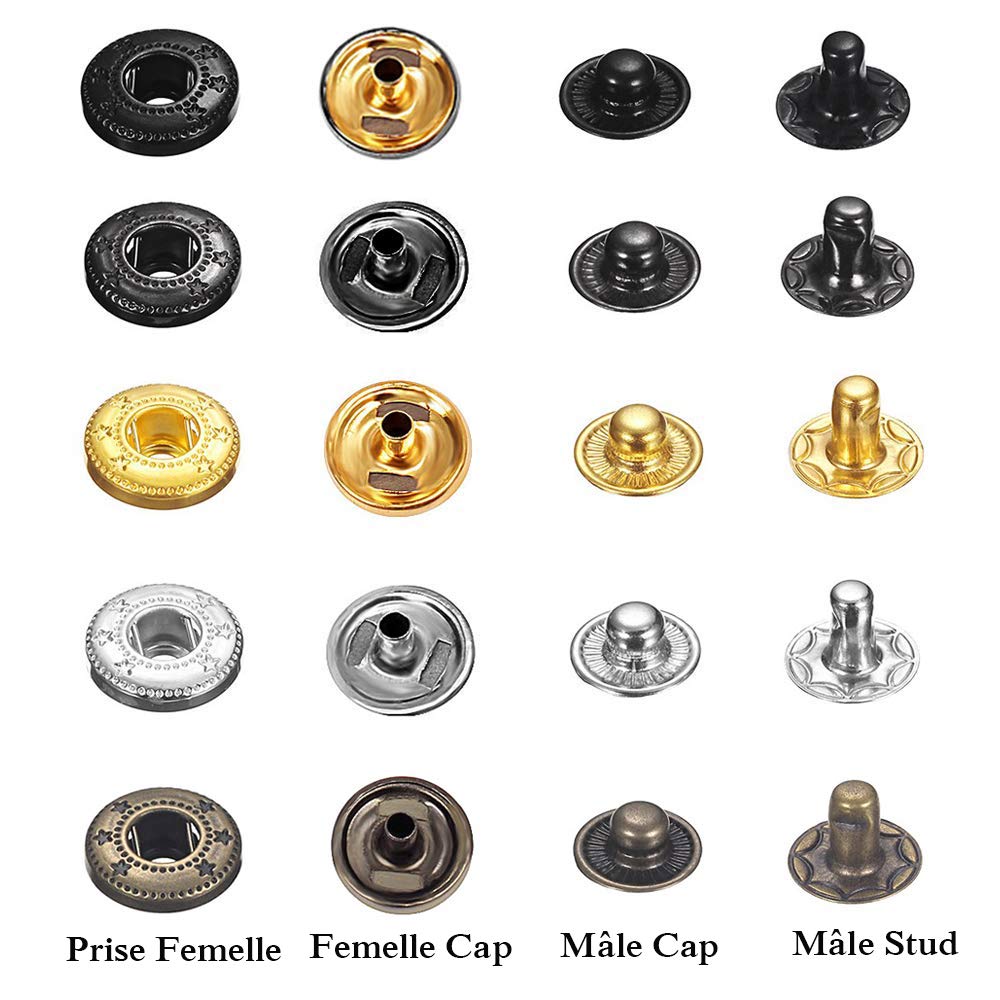 Image secondaire de Gasea 120 Set Boutons Pression Cuir Kit 6 Couleur Snaps Métal avec 4PCS Outils de Fixation pour Vêtements, Cuir, Veste, Vêtement