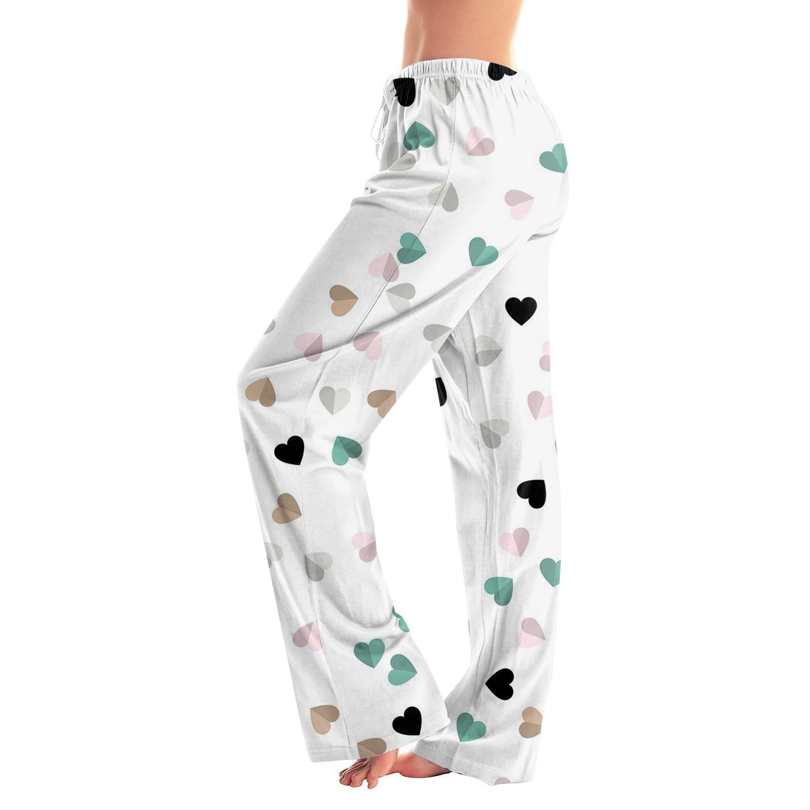 ABRTJCL Women's Pyjama Bottoms Womens Lounge Pants Womens Valentines Pyjama Bottoms Women's Casual Wide Leg Pajama Lounge Pants Pyjamas Bottoms