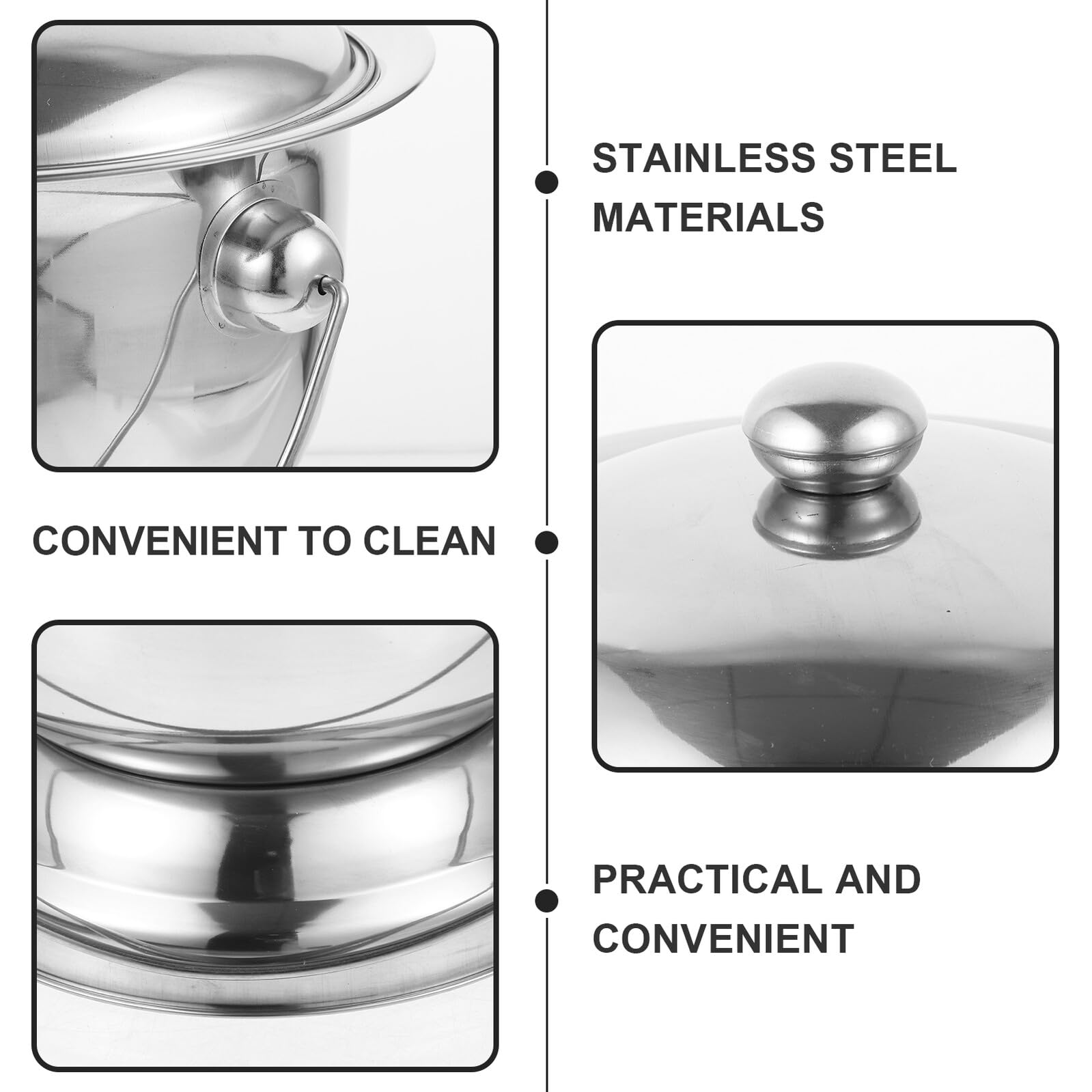 Pot de Chambre Facile à Nettoyer et Scellé avec Couvercle en Acier Inoxydable Argenté Adulte Accessoires pour Soins aux Patients Adaptés la Maison Voyage