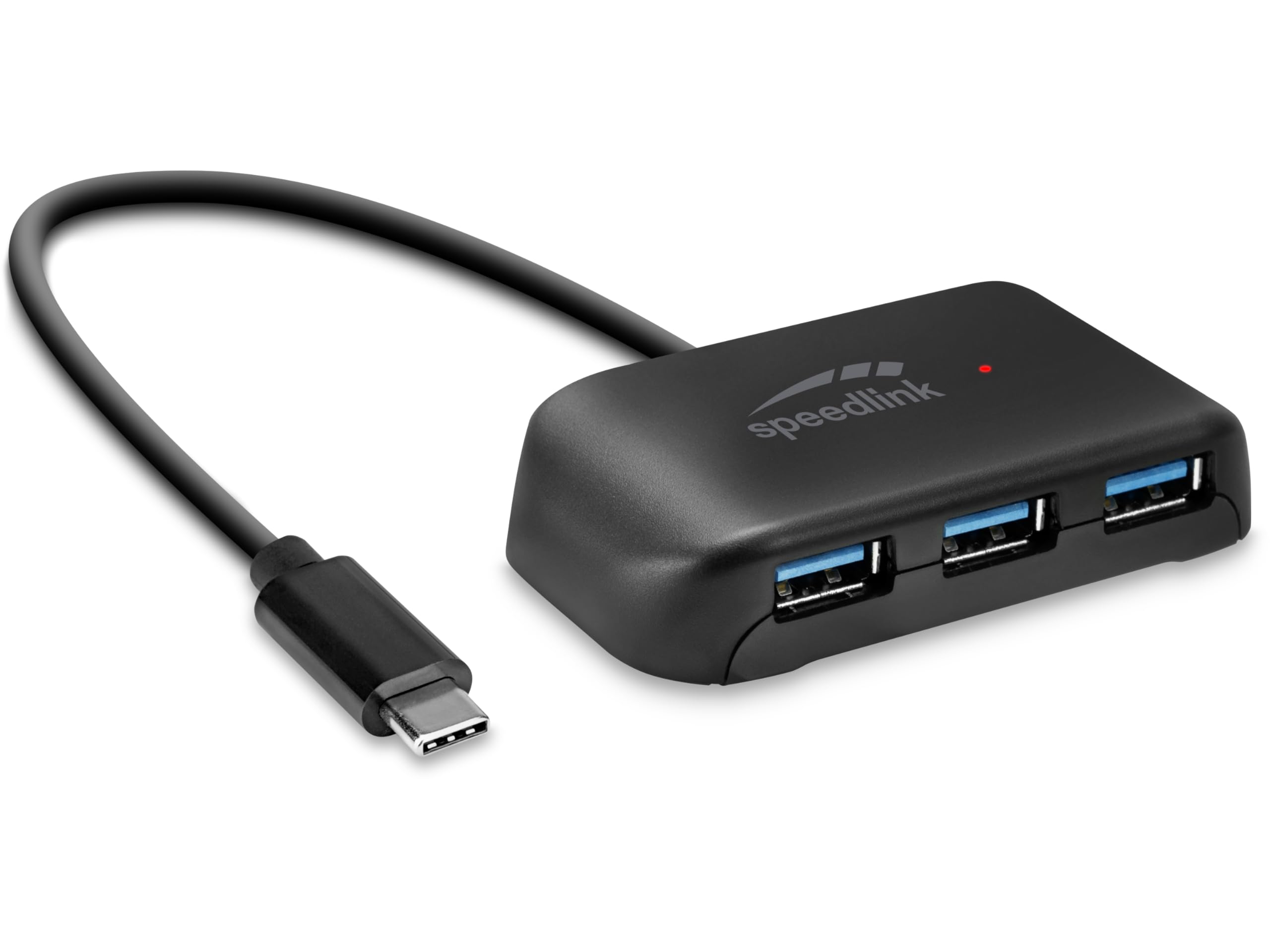 Speedlink SNAPPY EVO 4 Port USB Hub – passive USB-C 3.1 Gen 1 hub with 3x USB-A and 1x USB-C for fast data transfer at up to 5 Gbit/s, connection via USB-C, black