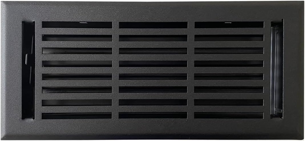 EMPIRE REGISTER CO Linear Design, Heavy Duty Floor Vent Covers, Metal Damper Attached. Vent Covers for Floor only. (Floor, Textured Black, 4 x 10 inch (Pack of 1))