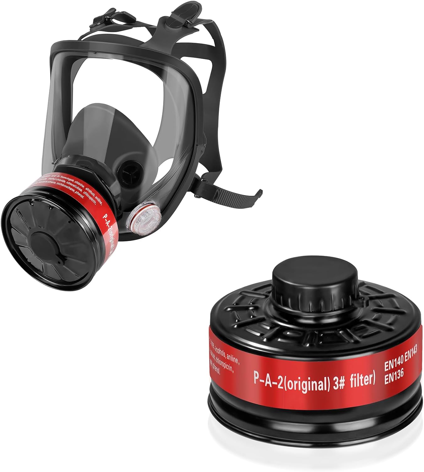 FAFUWOR Full Face Gas Mask Respirator with 40mm Activated Carbon Filter,Respirator