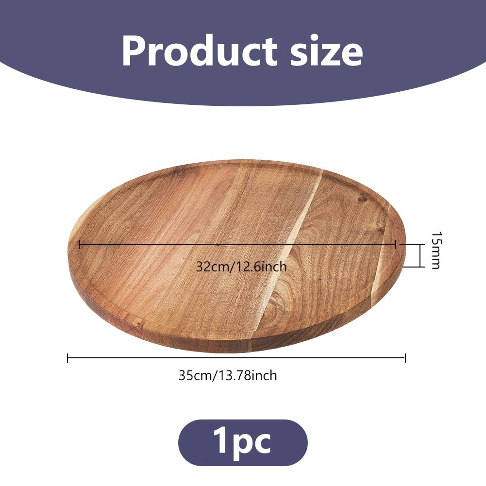 DICOSMETIC 35cm Bandeja de madera redonda Camel Bandeja de servir de madera Platos de servir de madera Tabla de embutidos de madera, Bandejas centrales de madera, Bandejas decorativas para decoración