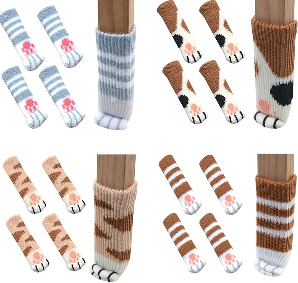 16 Pieces Chair Leg Sock, Chair Sock, Knitted Chair Sock, Cat Paw Chair