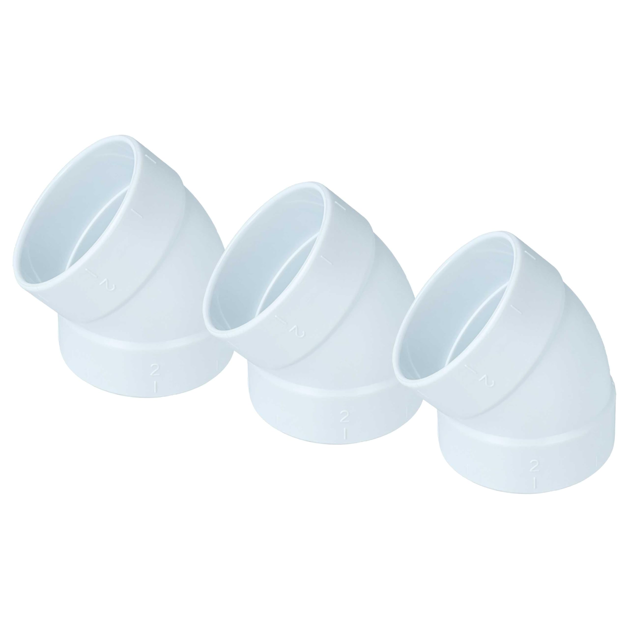 Vhbw White 3X Ducting Pipe Connector 45 Degree Bend, Inside/Inside, 50.8Mm Diameter - For Central Vacuum Cleaners
