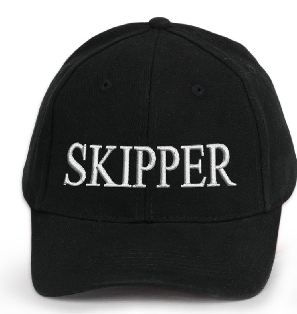 4sold Ancient Mariner, Captain Cabin Boy Crew First Mate Yachting Baseball Cap Inscription Lettering Black White (Skipper)