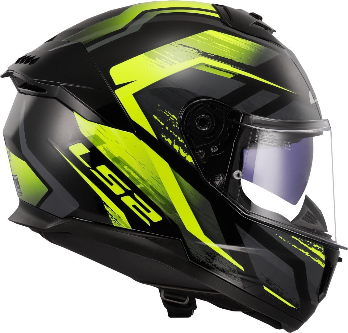 LS2, Casco Moto Integrale STREAM II FURY Gloss Black H-V Yellow, L