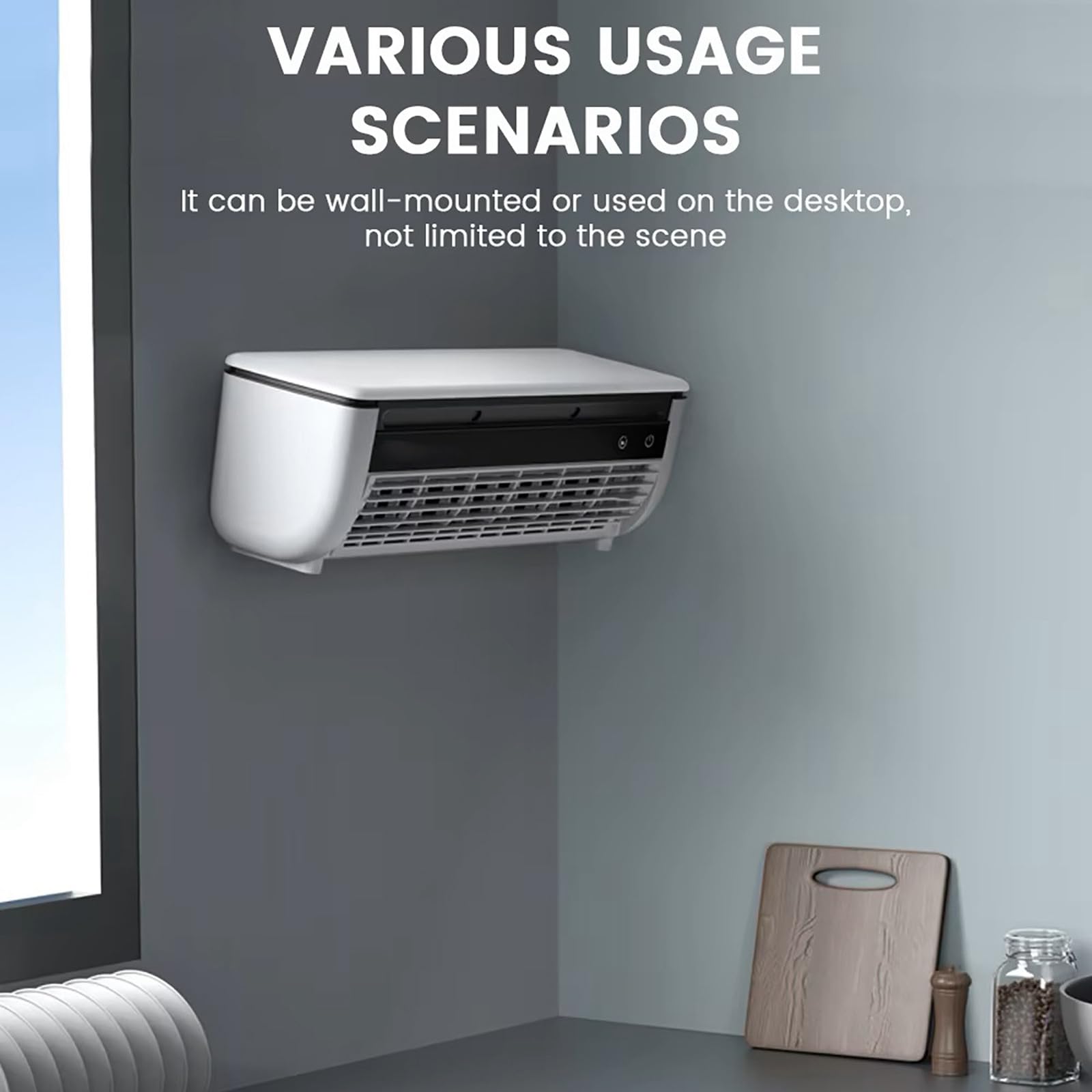 Small Mini Split Air-Conditioner, Ductless AC Unit, Wall Mounted No Window AC with Remote Control, 3 Speed Portable Compact Cooling System for Kitchen Bedroom Small Space Home Office (White) - 2