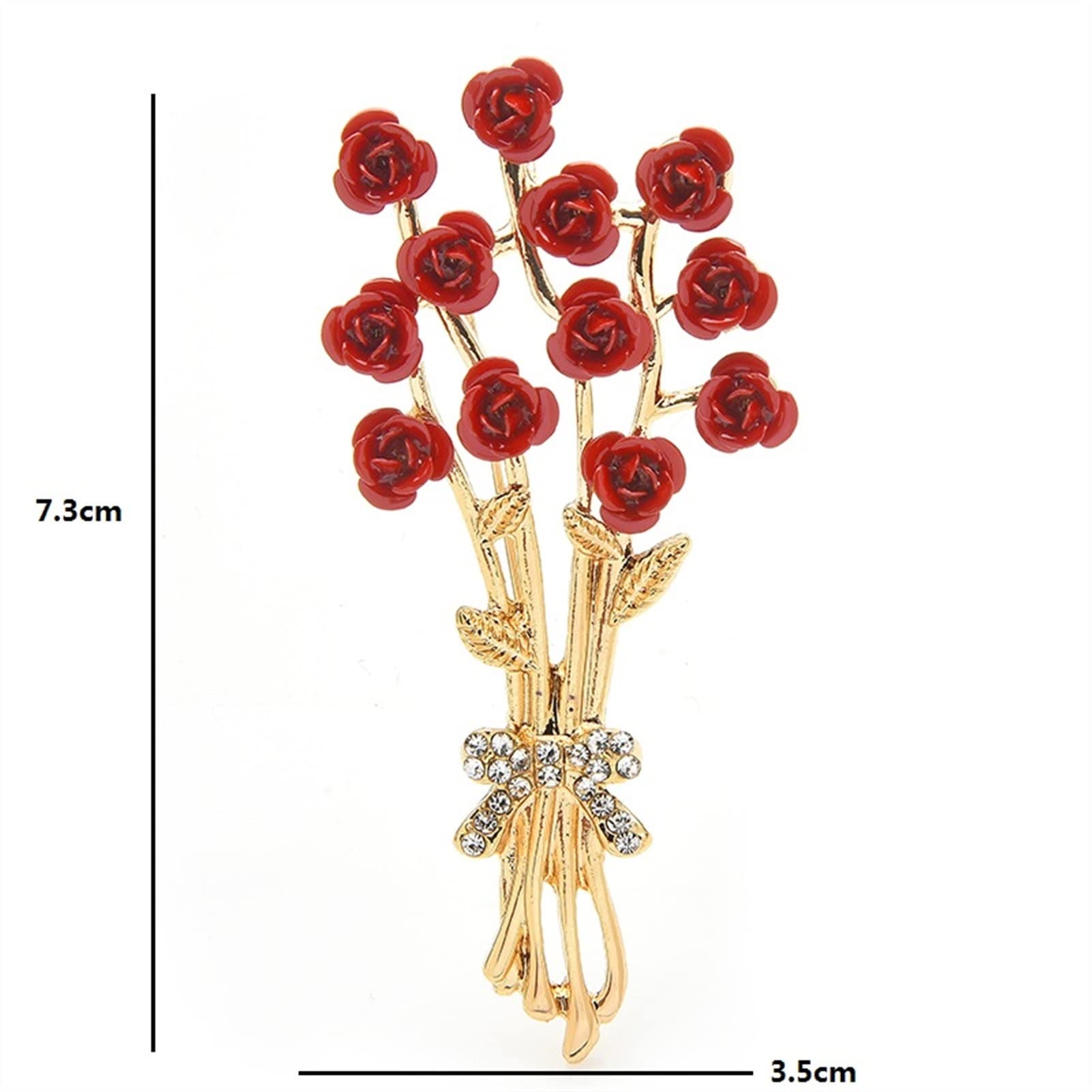 Pin Joyería Regalos para Mujer Accesorios de Moda para Mujer Broche de Flor Rosa Esmalte para Mujer Broche de Ramo de Flores Rojas Chaqueta de Rebeca Broche de Abrigo Broches y Alfileres
