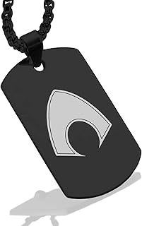 Comfort Zone Studios Stainless Steel Aqua Man Dog Tag Pendant Necklace, Black