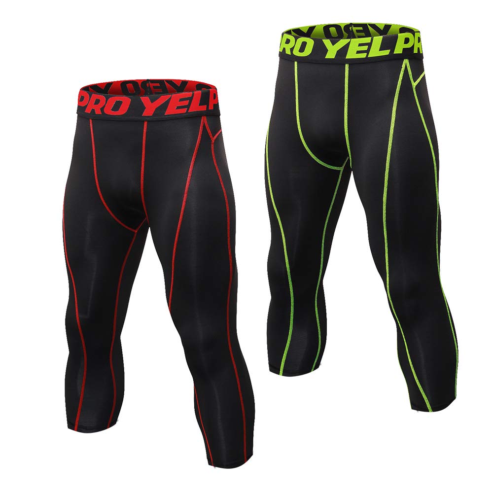 homgeel Men’s Leggings Fitness Pants 2 Pairs Pack Quick Dry Workout Sports Tight Trousers Base Layer Basketball Training-picture-11