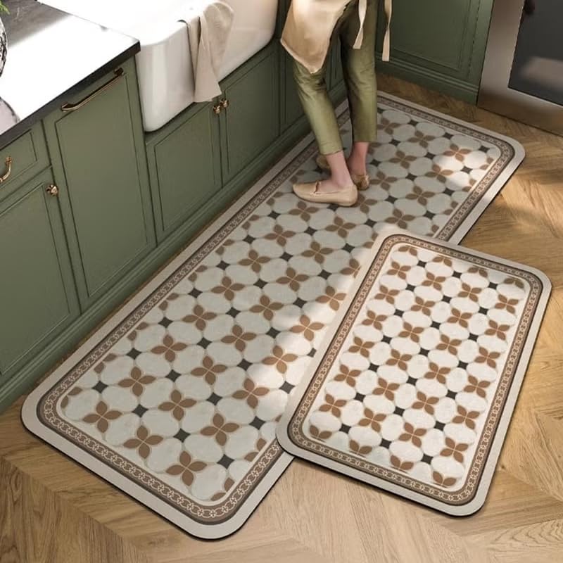 Kitchen Rug Set Anti Fatigue Kitchen Mats Non-Slip Soft Absorbent Kitchen Mats Set for Floor Comfort Runner Rug Carpets for Kitchen Bathroom (40*60)