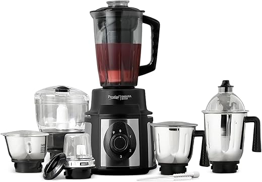 Prestige Endura 1000W Mixer Grinder 6 Jars (Black & Silver)
