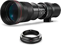 Lente teleobjetiva manual de alta potência 420-800 mm f/8 para Nikon D500, D600, D610, D700, D750, D800, D810, D850, D3100, D3200, D3300, D3400, D35000, D5000 0 00 , D52 00, D5300, D5500, D5600,