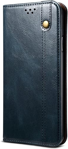 Suitable for xiaomi Poco X3 NFCX3 Pro Flip Phone Case Oil Wax Crazy Horse Pattern Magnetic Absorbent Phone Case Blue disponible en Yaxa Peru