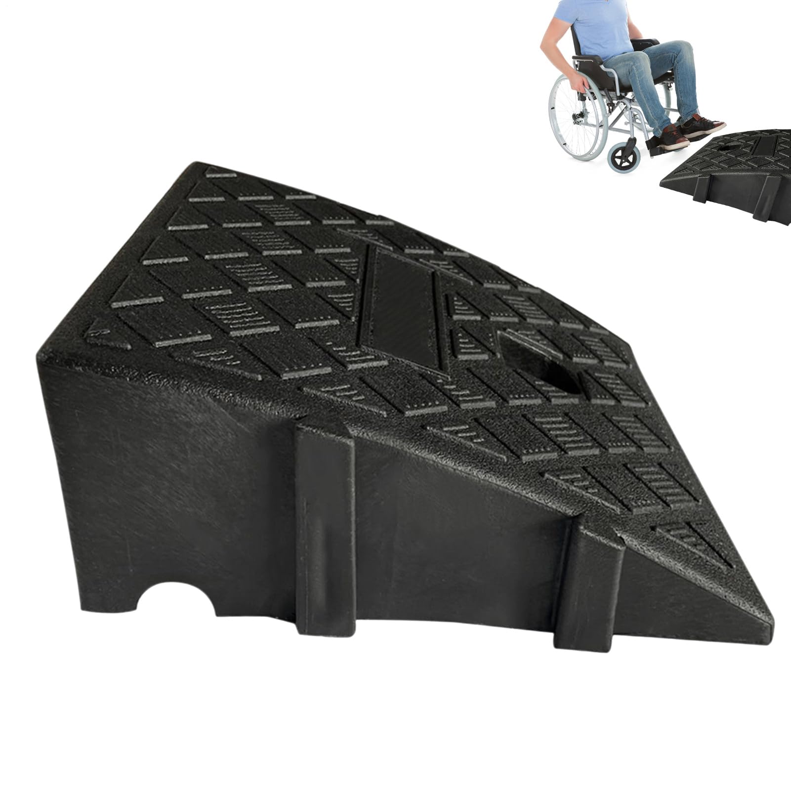 Rampa Di Marciapiede In Plastica Rampa Carrabile Rampa Plastica Per Gradini Auto/Moto, Design Antiscivolo PVC - Altezza Regolabile 11-16cm - 25x27cm