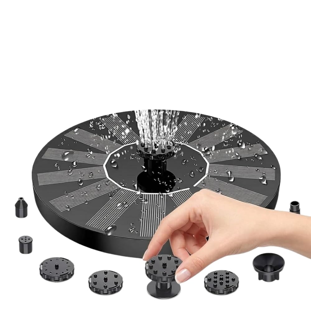 Drumstone (𝐒𝐩𝐞𝐜𝐢𝐚𝐥 𝟏𝟓 𝐘𝐞𝐚𝐫𝐬 𝐖𝐚𝐫𝐫𝐚𝐧𝐭𝐲) Solar Fountain Pump 1.5W with 6 Nozzles & 12 Accessories, Floating Solar Bird Bath Fountain for Garden, Pond, Pool & Outdoor Decor-image-24