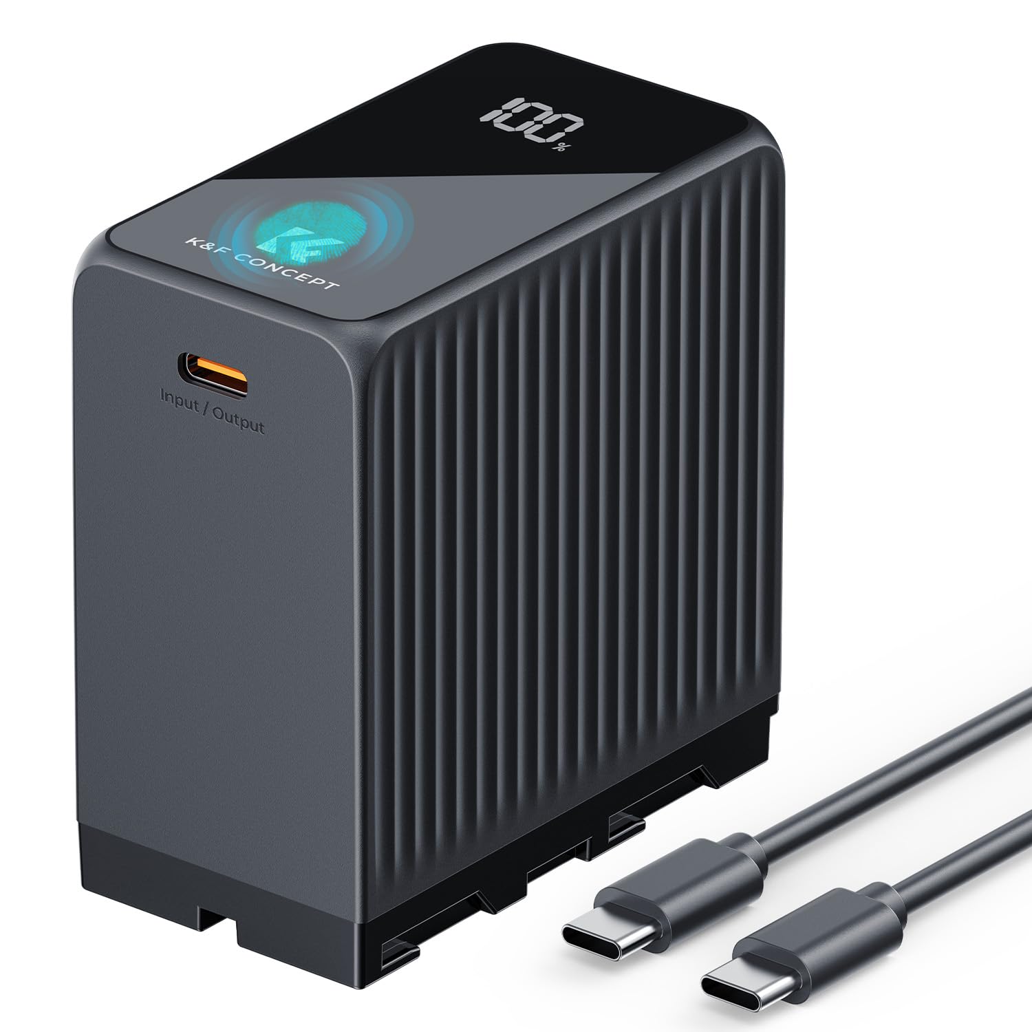 K&F CONCEPT NP-F970 Tragbares Ladegerät mit Touchscreen-Display 10500 mAh hohe Kapazität Zwei USB-C-/EIN USB-A-Ausgangsanschlüsse mit PD 45 W Schnellladefunktion