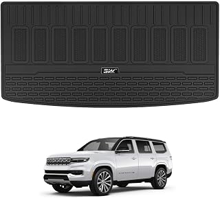 3W Cargo Liner Compatible with Jeep Grand Wagoneer(Non L) 2022-2024 2025 2026 7 Passenger Model All Weather Custom Fit Black Trunk Mat Set