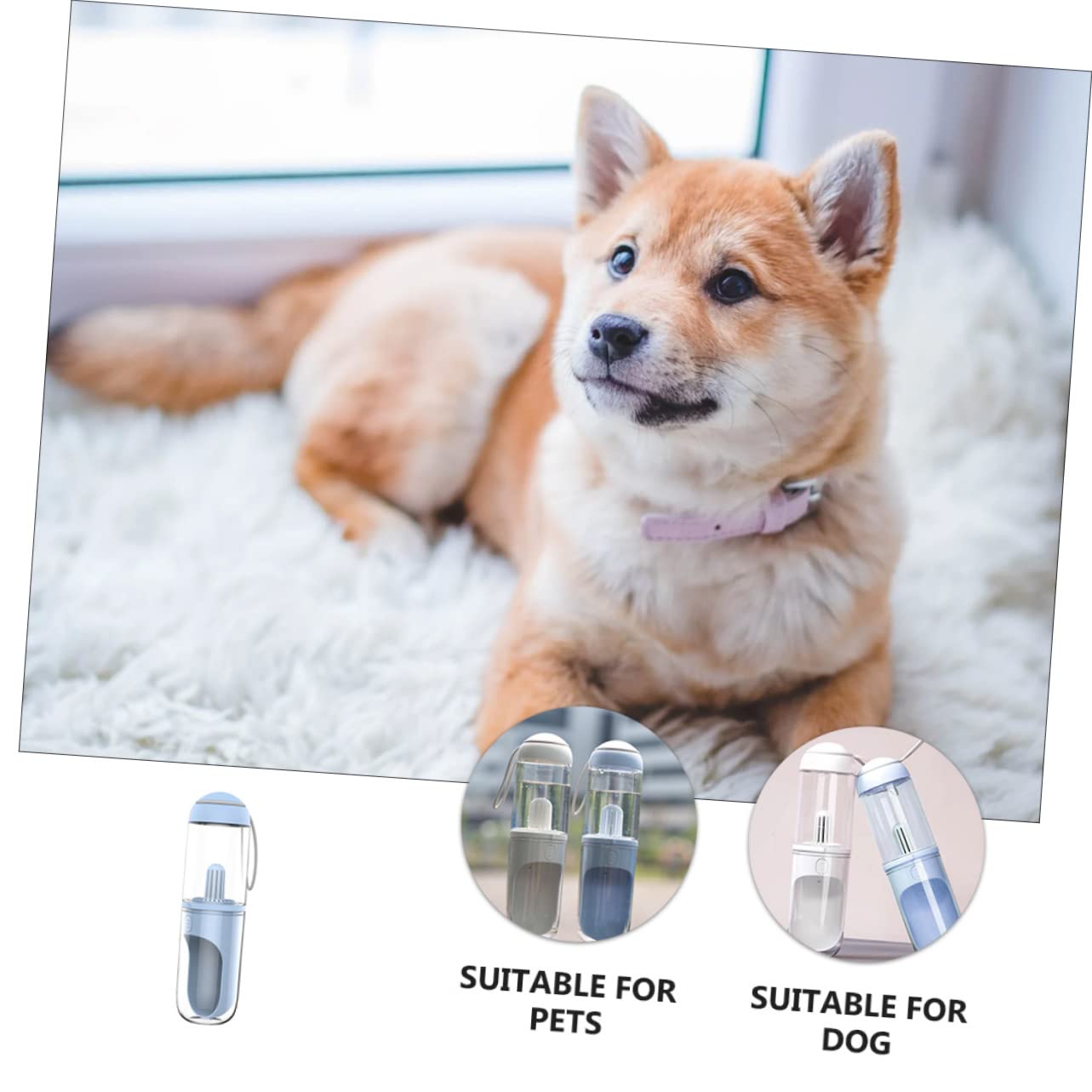 Borraccia per Cani Portatile 330ml, Dispenser Acqua per Animali, Apertura Mano, Design di Perdite per Uscire