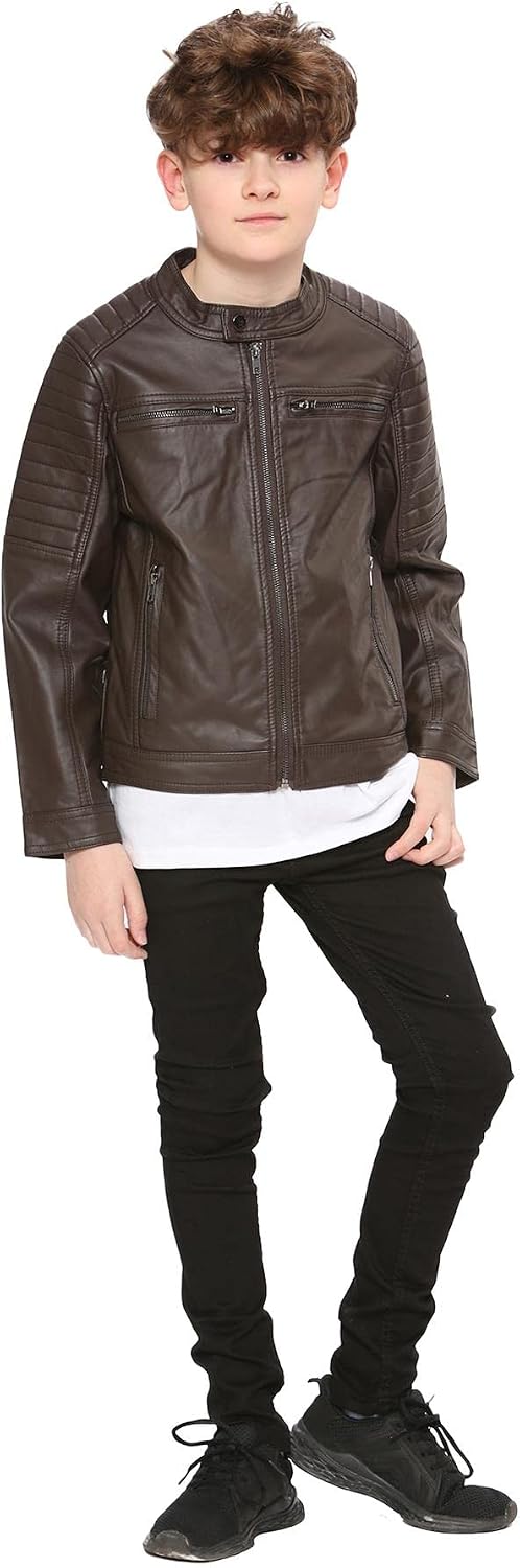 A2Z 4 Kids Motorcycle Biker Jacket PU Leather Jacket Zipper Stylish Boys Age 5-13 Years