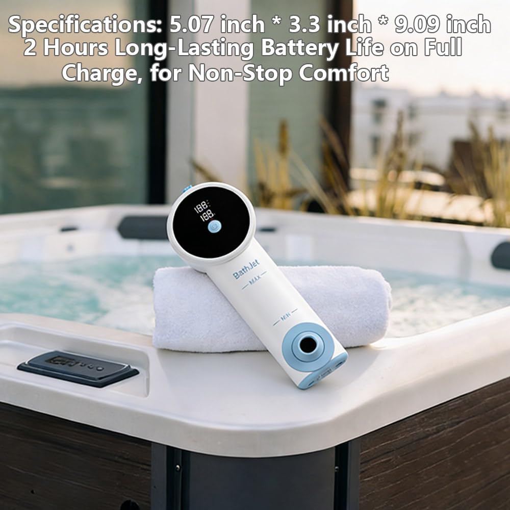 Bath Jets for Tub, Bath Jet Spa with 360° Rotatable Nozzles, Cordless Portable Bathtub with 3-Level Adjustable Speed, Bathtub Jets for Home Spa with Jet Massage & Bubble Mode, Relaxing (Blue)