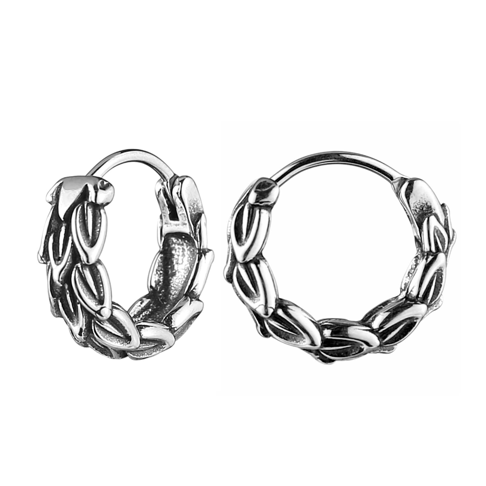 HZMANDragon Scale Hoop Earrings for Men Women Stainless Steel Vintage Gothic Punk Dragon Animal Biker Party Earring Jewelry Gift, Stainless Steel, No Gemstone