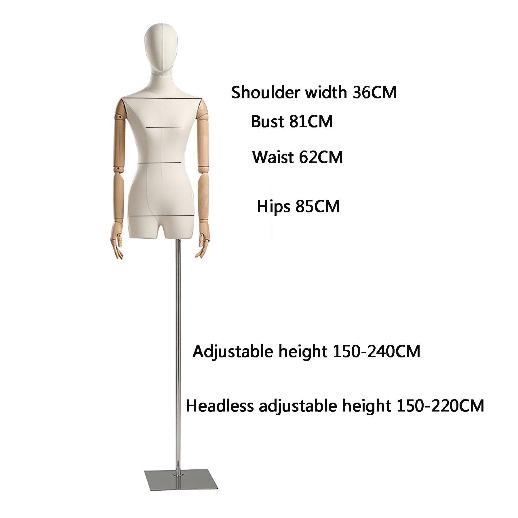Generic Torso De Maniquí De Medio Cuerpo con Base De Metal Engrosada, Vestido De Costura Ajustable En Altura, Soporte De Maniquíes De Lino para Exhibición De Joyas De Ropa,Gold c1