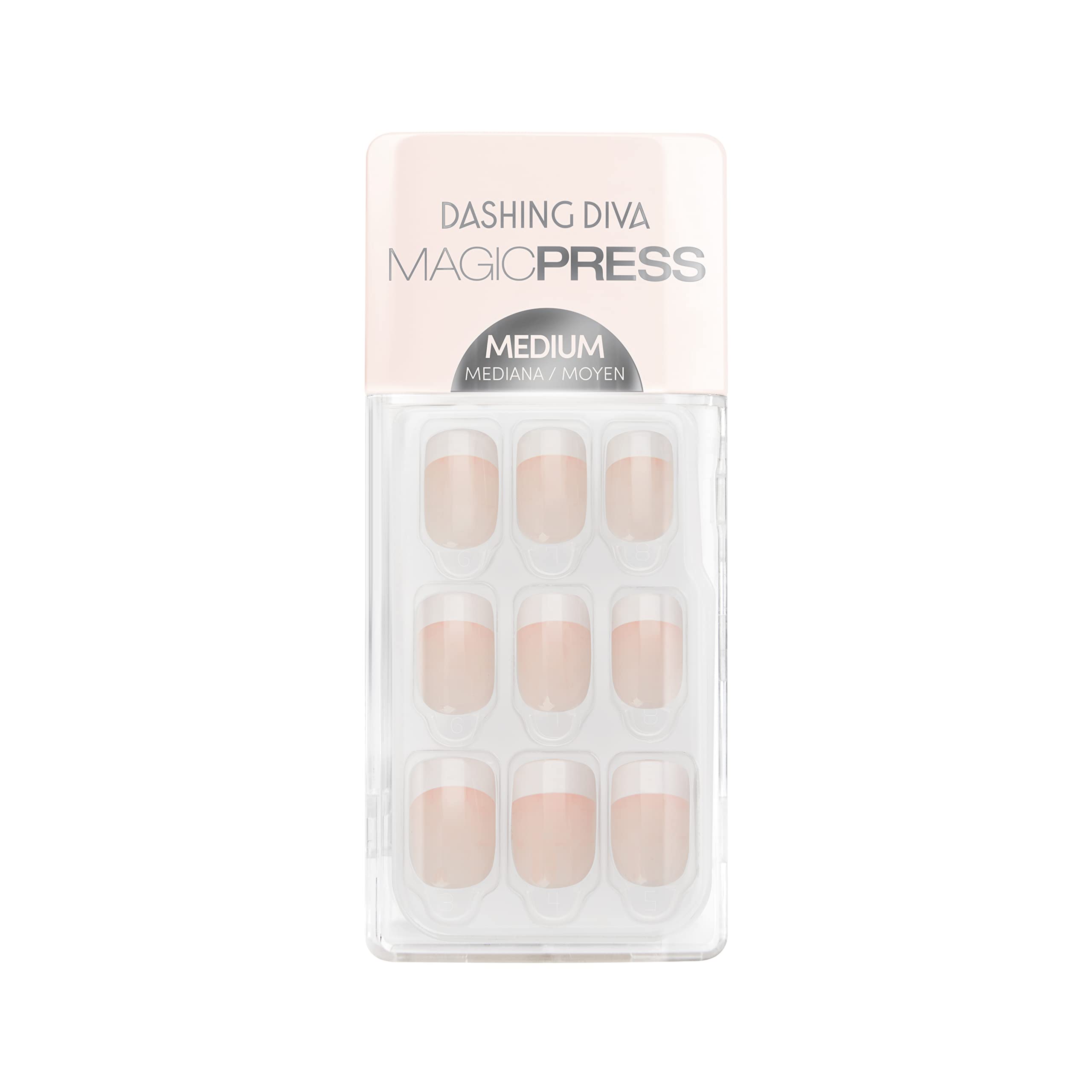Dashing Diva Magic Press Nails - Homecoming | Medium, Square Shaped Press On Nails | Long Lasting Stick On Gel Nails | Lasts Up to 7 Days | Contains 30 Stick On Nails, 1 Prep Pad, 1 File