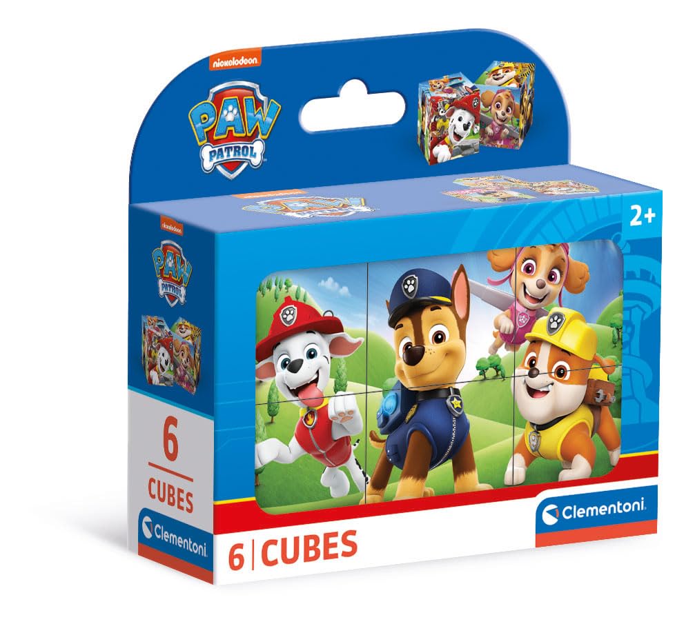 Clementoni Jigsaw Puzzle Paw Patrol 6 Pieces - Cube Supercolor Puzzle For Children 2-4 Years, Cartoon, Gift For Boy/Girls, Puzzle For Kids, Made In Italy, 40658