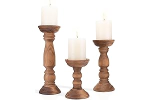 Farmhouse Wooden Rustic Candle Holders for Pillar Candles