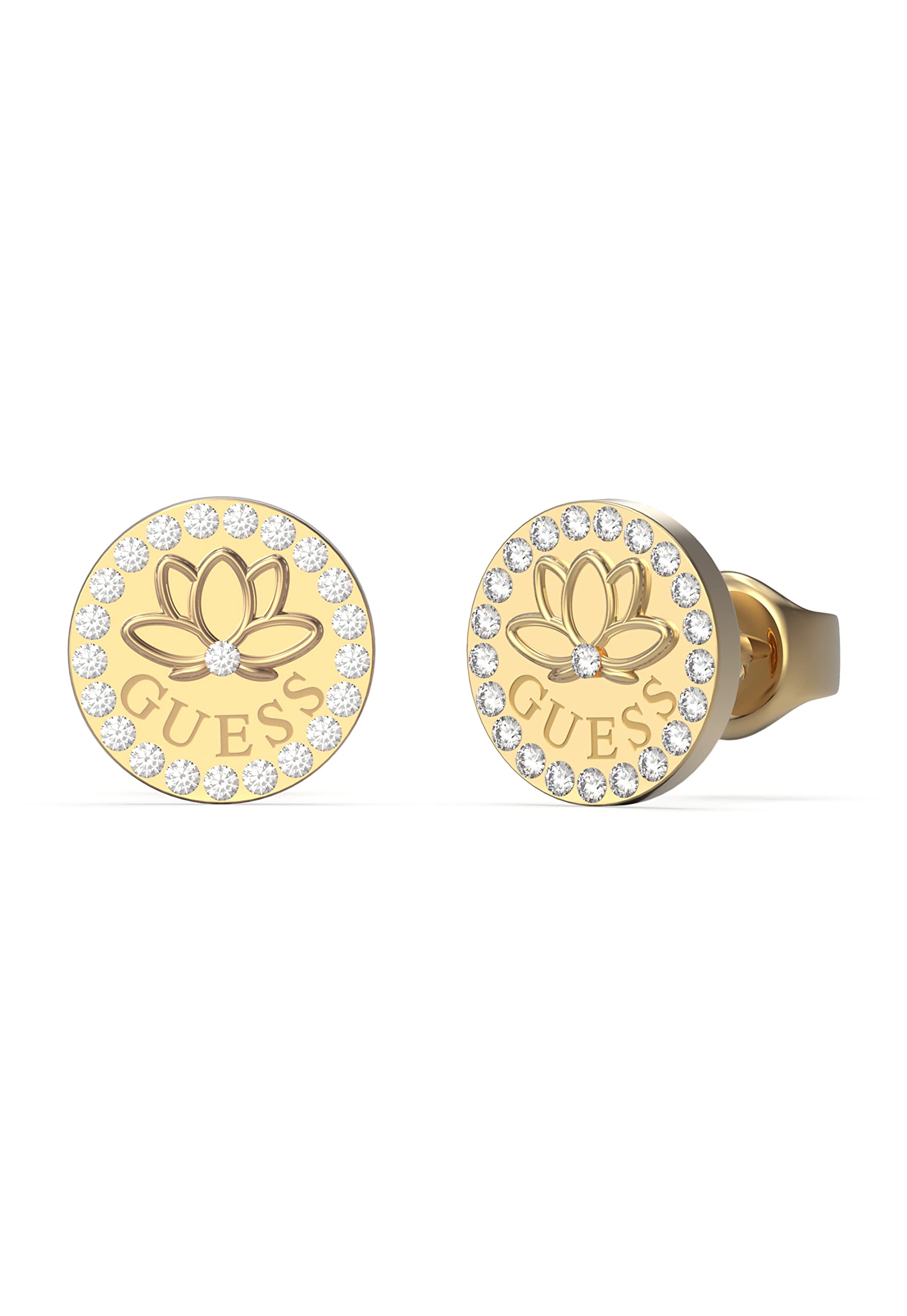 GUESS Pendientes Botón Lotus Flor de Loto JUBE01346JWRHT-U/JUBE01346JWYGT-U