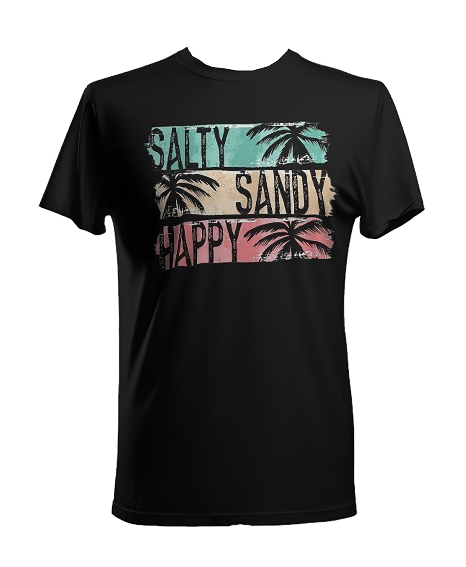 GenericDOTTEE Salty Sandy Happy Printed T-Shirt for Men & Women | Trendy Front Printed Oversized Round Neck T-Shirt | Cotton T-Shirt for Regular Fit Skinfriendly (Black_2XL)