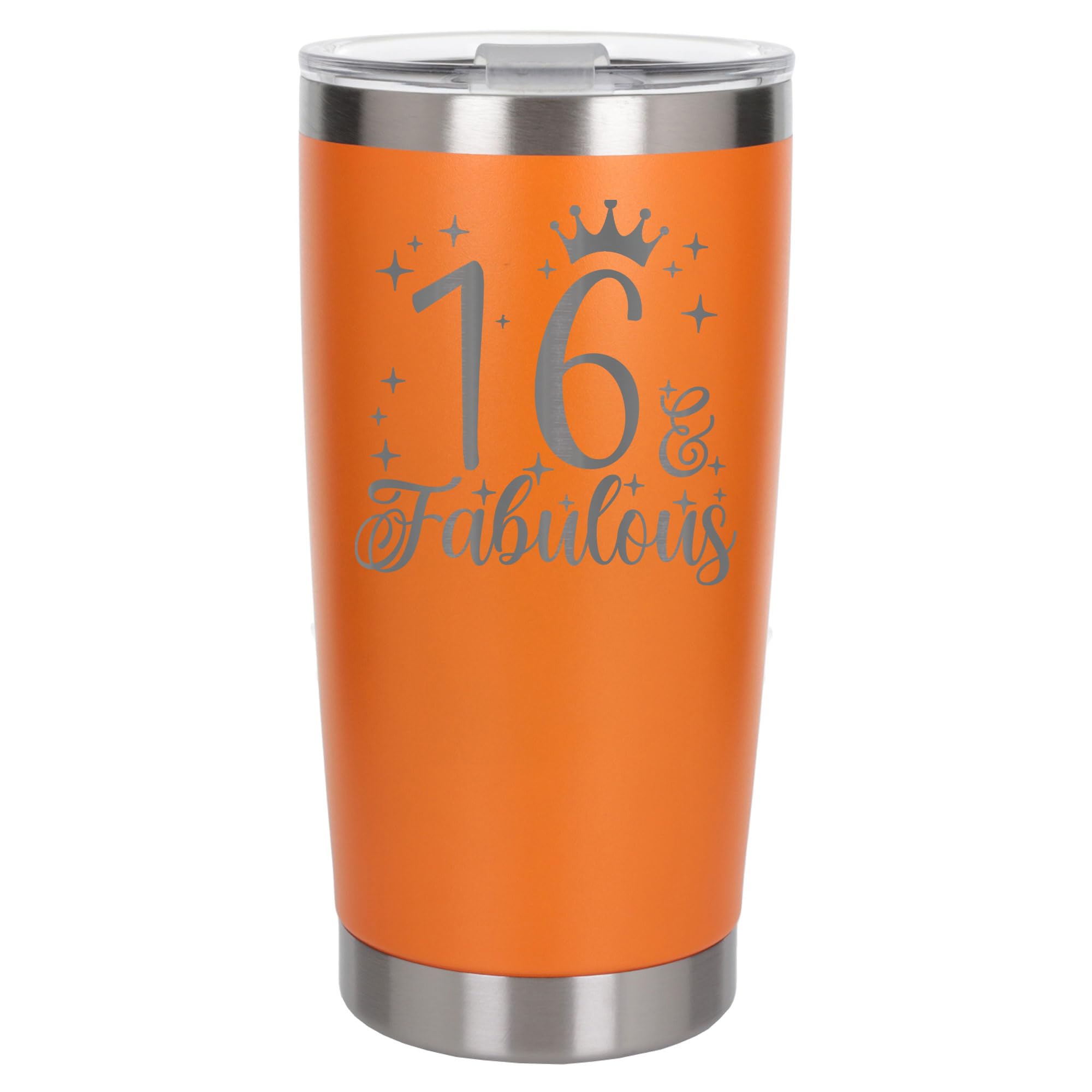 Always Looking Good 16th Birthday Gift 16 & Fabulous Engraved Insulated Travel Mug Gift for Her Present for 16 Year Old Orange Thermal Coffee Flask Travel Mugs with Lids