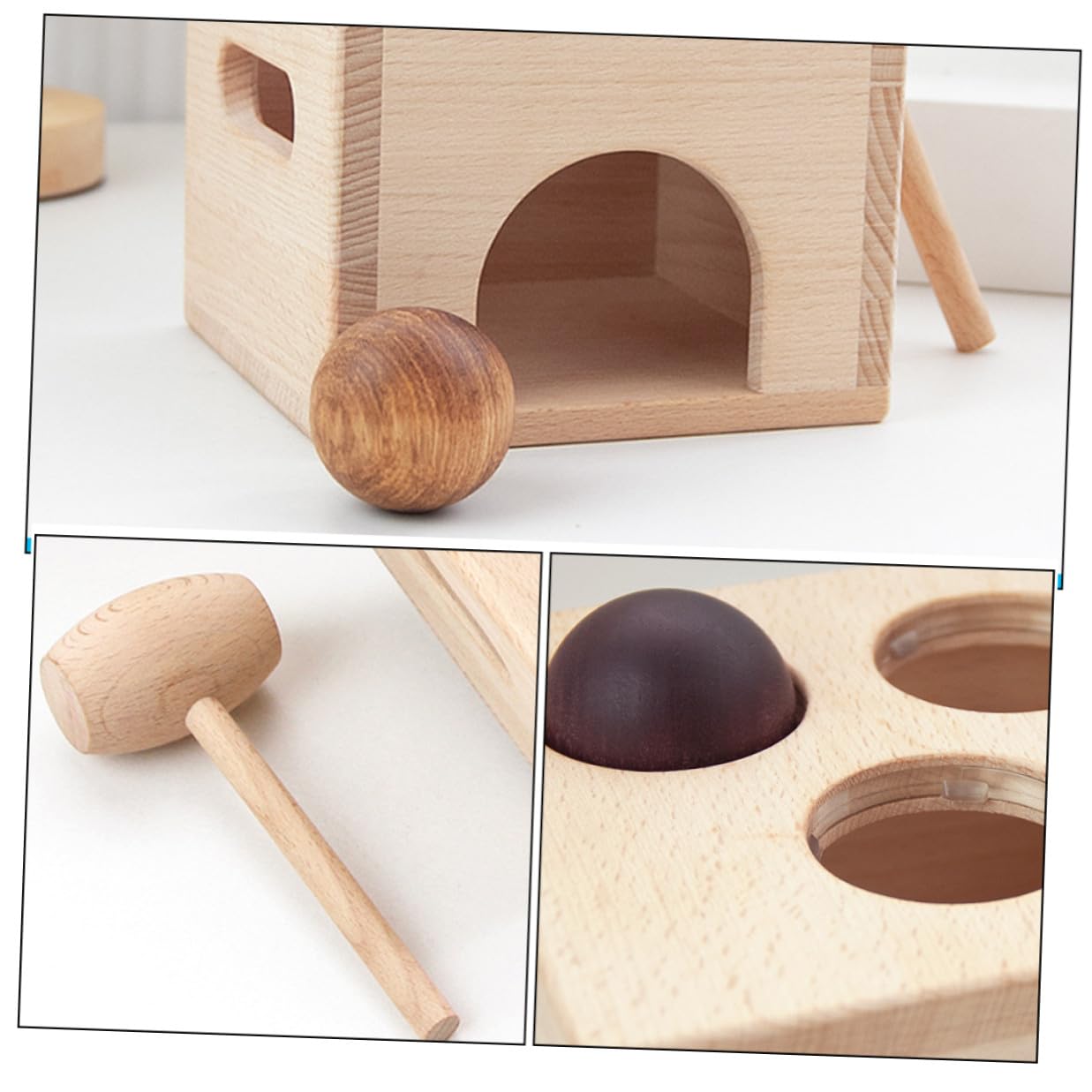 ifundom Gioco Montessori in Legno per Bambini Set Cassa Martello per Sviluppo Coordinazione Mano-Occhio e Abilità Sociali Educative