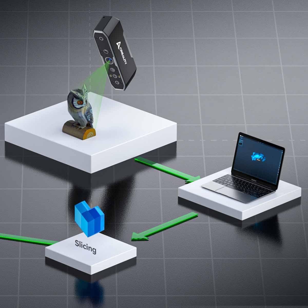 Scanner 3D Creality CR-Scan Otter, quatro lentes para