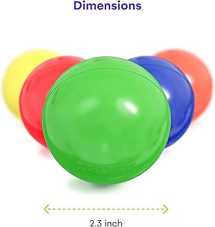 Click N' Play Ball Pit Balls for Kids, Plastic Refill Balls, 200 Pack, Phthalate and BPA Free, Includes a Reusable Storage Bag with Zipper, Bright Colors, Gift for Toddlers and Kids