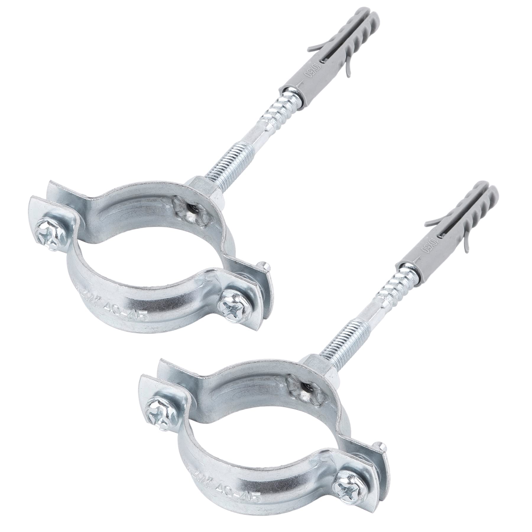 Skir'co Siliver (Pack Of 2 Pcs) Pipe Brackets For Ø 40-45 Mm Pipes, Clamps, Pipe Supports For Wall And Ceiling Mounting (2 Pcs)